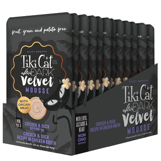 Tiki cat velvet mousse is silky smooth and available in chicken and duck flavor