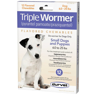 Triple Wormer for Puppies and Small Dogs 6-25 lbs (12 chewable tablets)