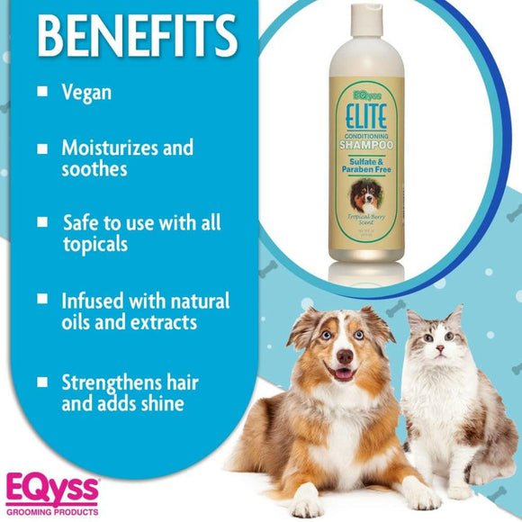EQyss Grooming Products Elite Conditioning Shampoo Tropical Berry Scent For Pets (16 oz)