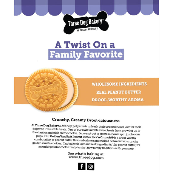 Three Dog Bakery Lick'n Crunch Vanilla & Peanut Butter Cookie Dog Treats (13-oz)