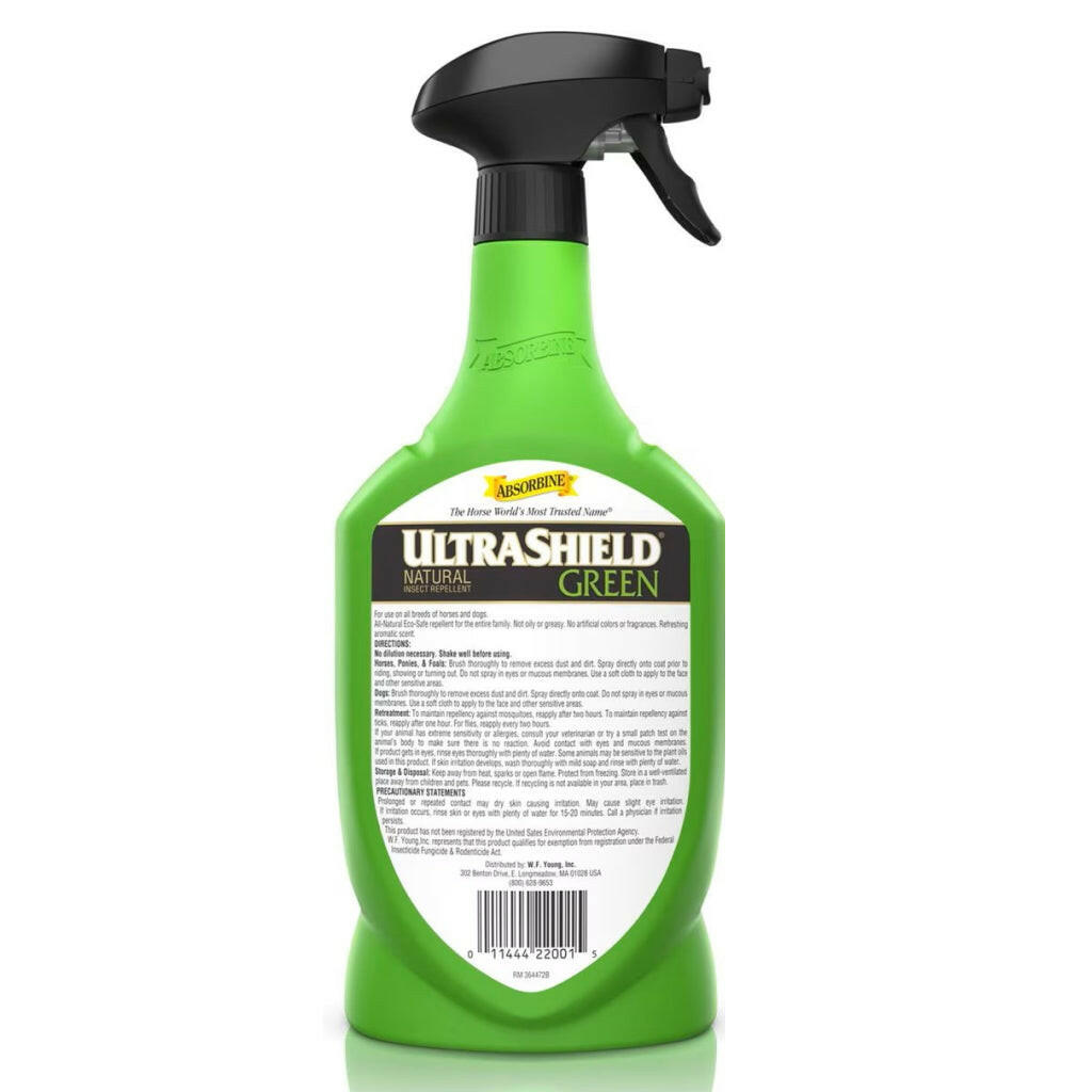 Absorbine Ultrashield Green Natural Fly Repellent For Horses (32 oz)