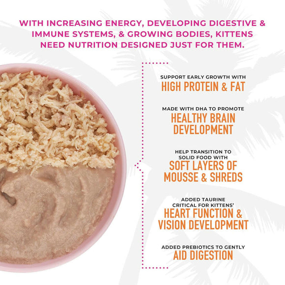 Tiki Cat Baby Chicken, Salmon & Chicken Liver Shreds and Mousse Wet Food For Cats ( 1.9 oz x 3 cans)