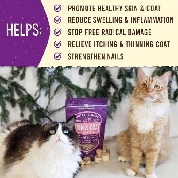 Stella & Chewy's Stella's Solutions Skin & Coat Support Duck & Salmon Freeze-Dried Meal Topper for Cats (7.5 oz)