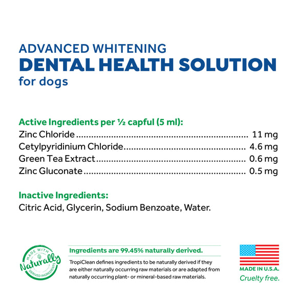 TropiClean Fresh Breath Advanced Whitening Dental Health Solution for Dogs