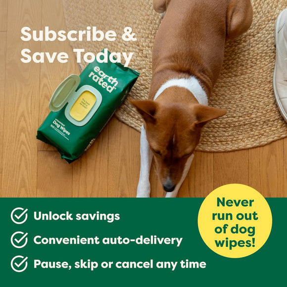 Earth Rated Hypoallergenic Dog Grooming Wipes -Unscented (100 count)