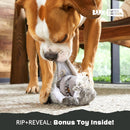 BARK Super Chewer Hare Raiser 2-in-1 Plush Exterior with Tough Center Treat Dispensing Dog Chew Toy