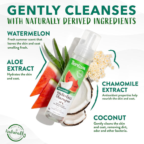 TropiClean Watermelon Waterless Shampoo for Dogs & Cats (7.4 oz)