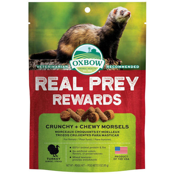 Oxbow Real Prey Turkey Ferrets Rewards Ferret Crunchy & Chewy Treats (3 oz)