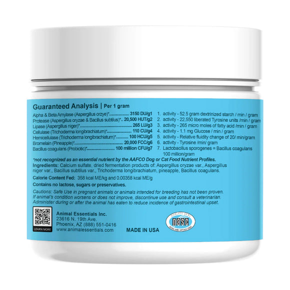 Animal Essentials Plant Enzyme & Probiotic Digestive Supplement Powder for Dogs & Cats
