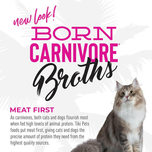 Tiki Cat Born Carnivore Broths Salmon in Broth with Meaty Bits Wet Food Toppper For Cats (1.3 oz x 12 pouches)