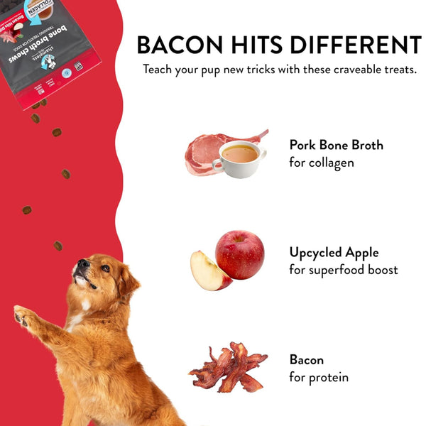 Shameless Pets Bone Broth Chews Bacon Hits Different Training Treats For Dogs (8 oz)