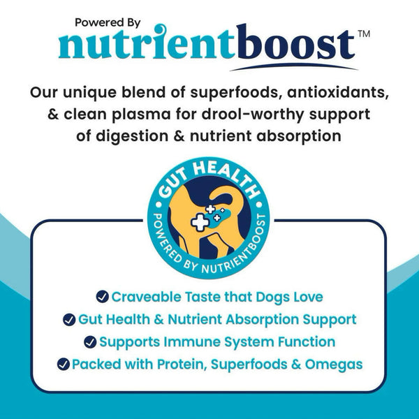 Powered by NutrientBoost, this dog food enhancer supports gut health and nutrient absorption support. 