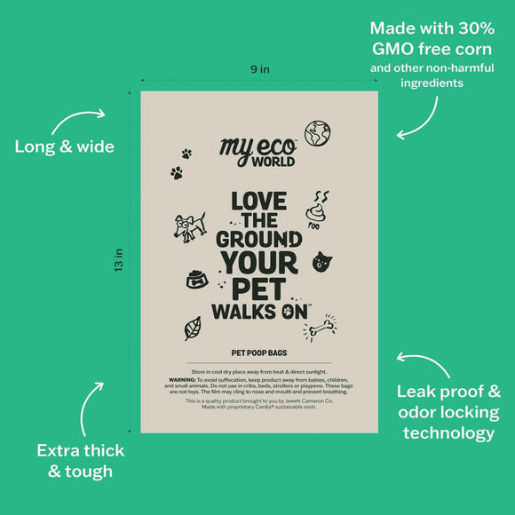 MyEcoPet Compostable Poop/Waste Bags For Dogs & Cats (60 bags)