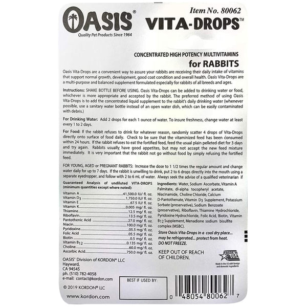 Oasis Vita-Drops High Potential Daily Multivitamin for Rabbits (2 oz)