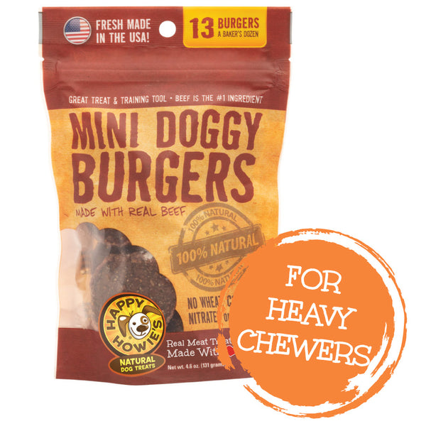 Happy Howies 2-inch Beef Burgers Bakers Treats for Dogs -Dozen (13 count)