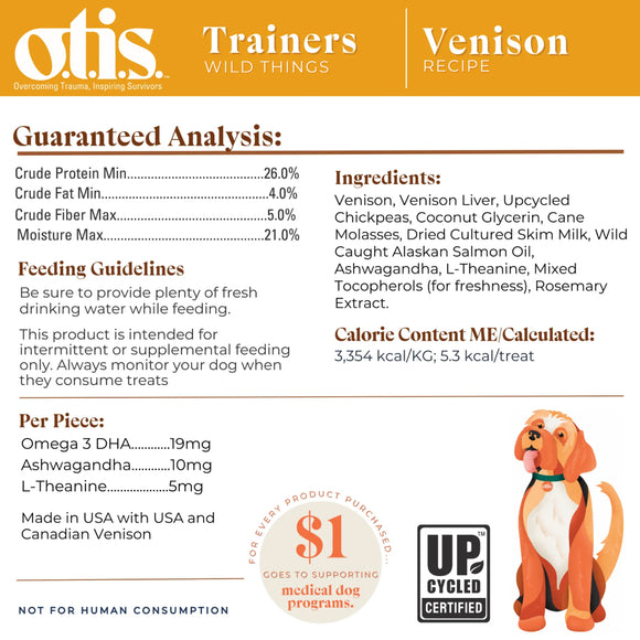 OTIS Wild Things Venison Trainers Bite-Sized Treats for Dogs (4 oz)