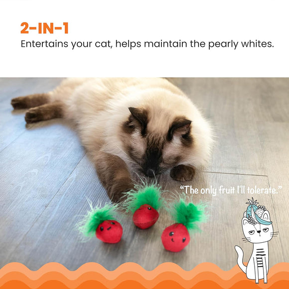 Catstages Straw-Babies Catnip Dental Cat Toys- 3 count