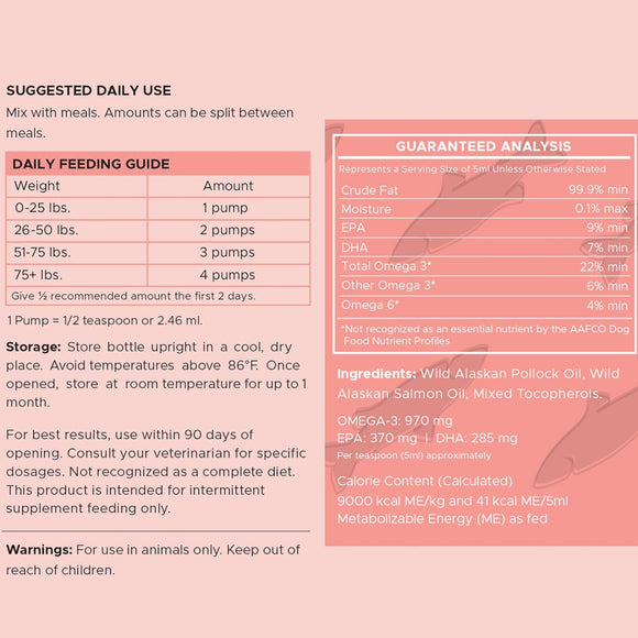 Chew + Heal Wild Alaskan Salmon Oil Formula for Healthy Skin and Coat For Dogs