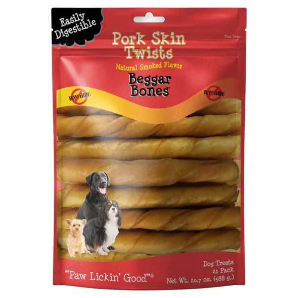 Savory Prime Beggar Bone Pork Skin Twists Treats For Dogs