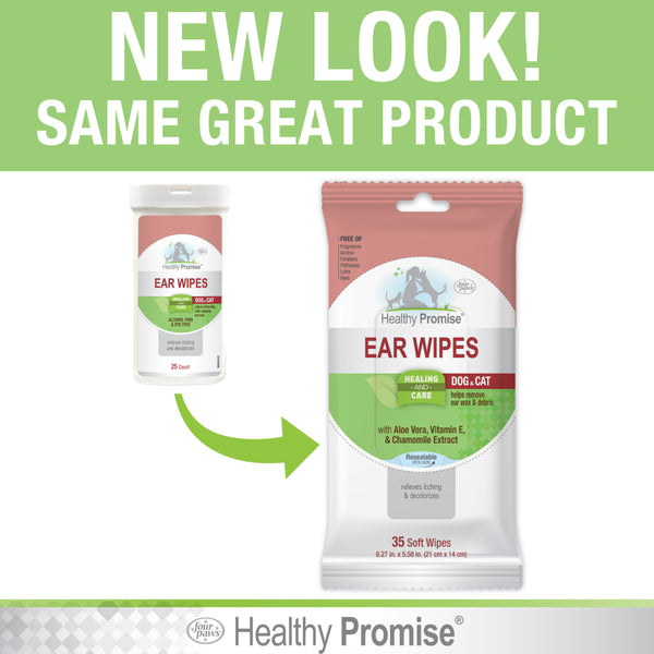 Four Paws Healthy Promise Ear Wipes For Cat & Dog (35 ct)