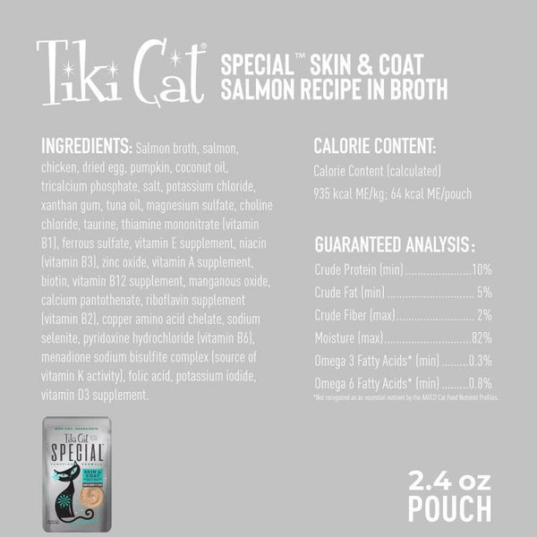 Tiki Cat Special Mousse Skin & Coat Salmon Wet Food For Cats (2.4 oz x 12 pouches)