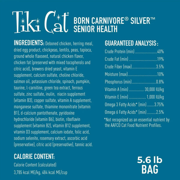 Tiki Cat Born Carnivore Silver Senior Grain-Free Dry Food For Cats (5.6 lb)