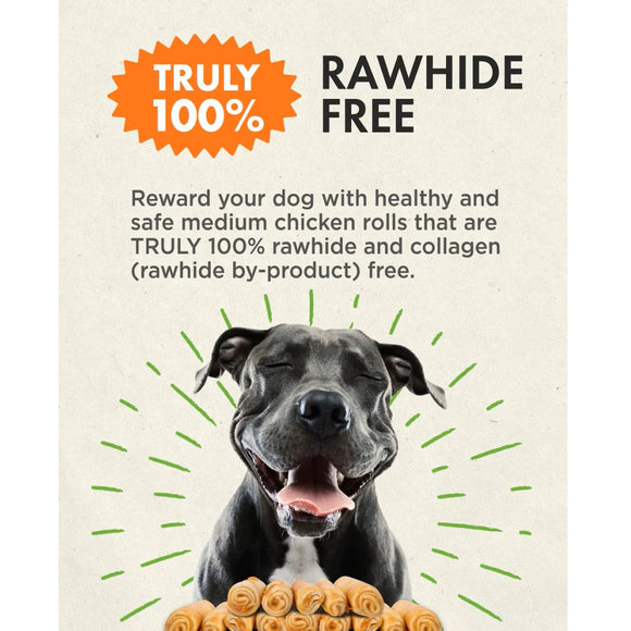 Canine Naturals RawHide-Free Chicken Recipe Rolls Dog Treats (2 Medium Rolls)