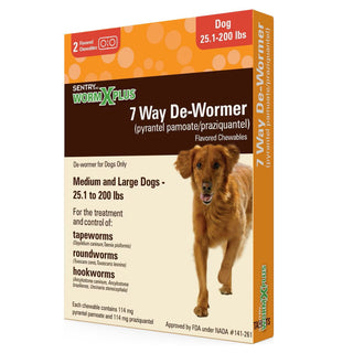 SENTRYHC 7 Way De-Wormer  LG Dog 2ct- Blistered Carton