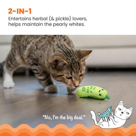 Catstages Crunchy Pickle Kicker Plush Cat Toy with Catnip - 0
