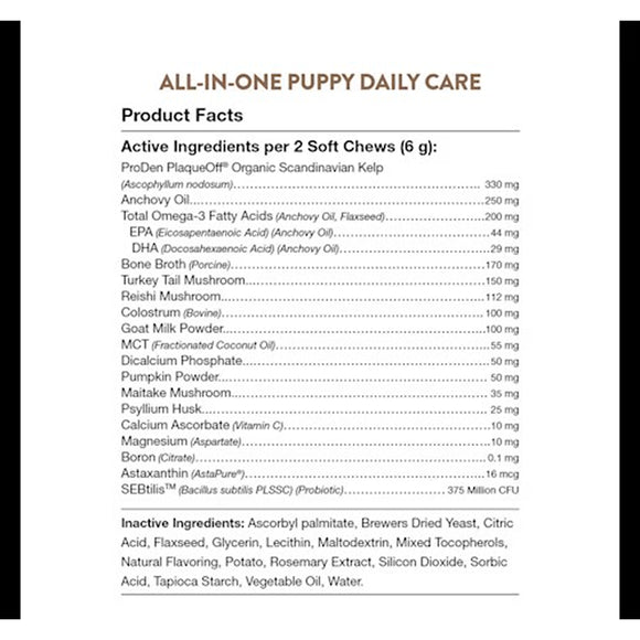 NaturVet Puppy Daily Care Multi-Benefit 6-in-1 Support For Dogs - 60 Soft Chews