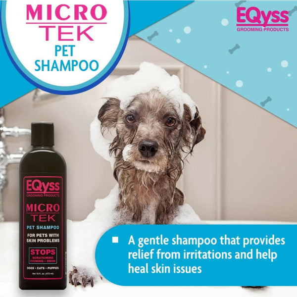 EQyss Grooming Products Micro-Tek Pet Shampoo Stops Scratching, Itching and Odor for Dogs & Cats (16 oz)