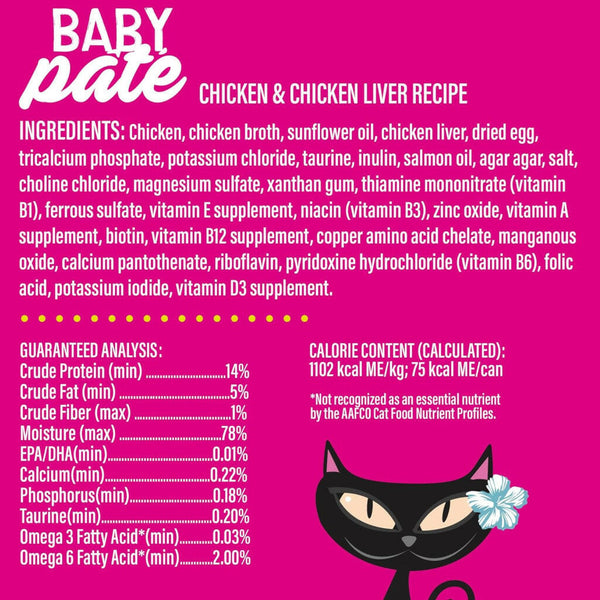 Tiki Cat Baby Pate Chicken and Chicken Liver Grain-Free Wet Food For Kitten (2.4 oz x 12 cans)