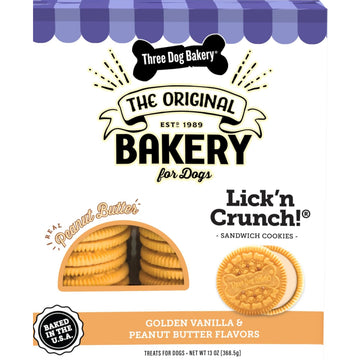 Three Dog Bakery Lick'n Crunch Vanilla & Peanut Butter Cookie Dog Treats (13-oz)