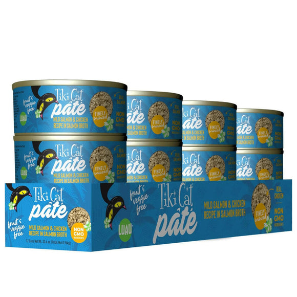 Tiki Cat Luau Wild Salmon & Chicken Nutritional Canned Food For Cats (2.8 oz x 12 cans)