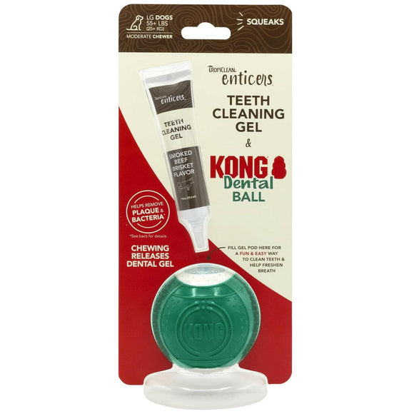Kong Dental Ball with Tropiclean Enticer Teeth Cleaning Gel