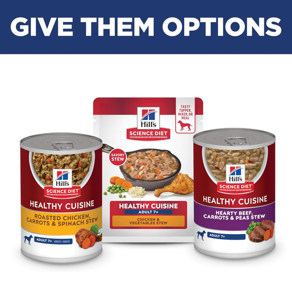 Hill's Science Diet Adult 7+ Healthy Cuisine Chicken & Vegetables Stew Wet Dog Food (2.8 oz x 24 pouches)
