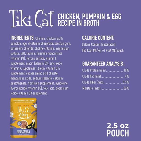 Tiki Cat Aloha Friends Chicken Pumpkin & Egg Puree Grain-Free Wet Food For Cats (2.5 oz x 12 cans)