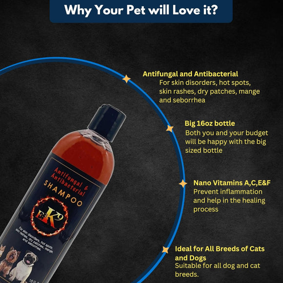E3 K9 Antifungal & Antibacterial Shampoo for Dogs (16oz)