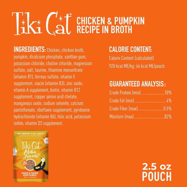 Tiki Cat Aloha Friends Chicken & Pumpkin Puree Wet Food For Cats (2.5 oz x 12 pouches)