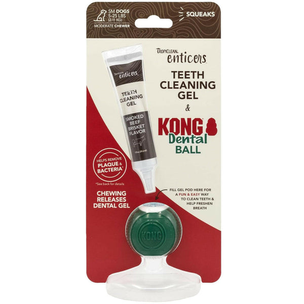 Kong Dental Ball w/Tropiclean Enticer Teeth Cleaning Gel- Small