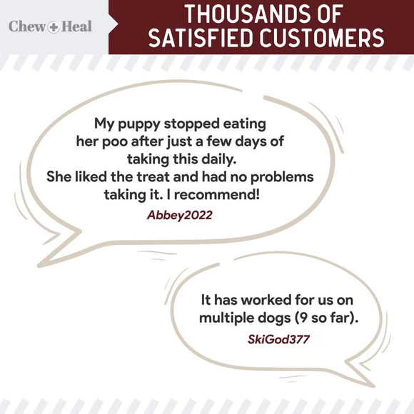 Chew + Heal Stop the Poo Chew Coprophagia Supplement for Dogs- Savory Lamb Flavor (120 Count)