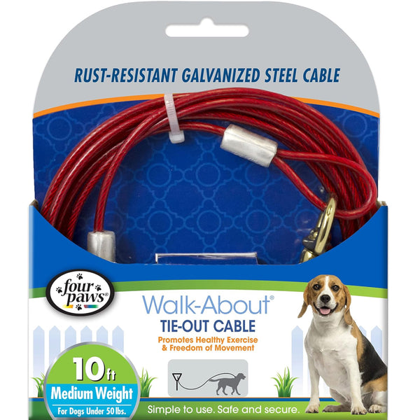 Four Paws Walk-About Medium Weight Tie Out Cable for Dogs under 50 lbs (10 ft)