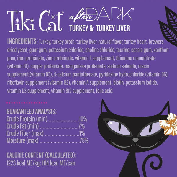 Tiki Cat After Dark Wild Turkey Pate Grain-Free Wet Food For Cats (3 oz x12 cans)