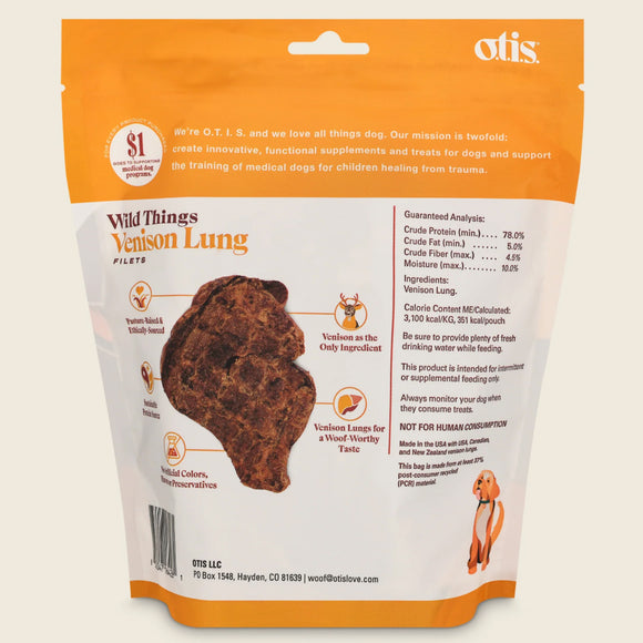 OTIS Wild Things Venison Lung Filets Treats for Dogs (4 oz)