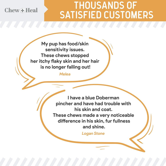 Chew + Heal Omega Skin + Coat Supplement for Dogs (180 soft chews)