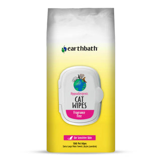 Earthbath Hypo-Allergenic Cat Grooming Wipes Fragrance Free (100 ct) softpack