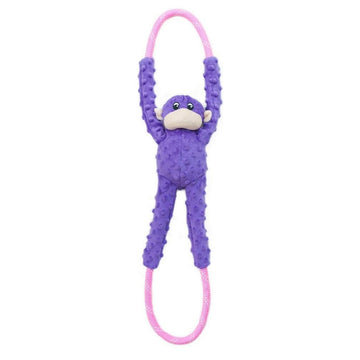 Zippy Paws Monkey RopeTugz Durable Rope Squeaky Chew Toy For Dog Purple (Large)