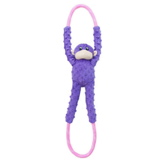 Zippy Paws Monkey RopeTugz Durable Rope Squeaky Chew Toy For Dog Purple (Large)