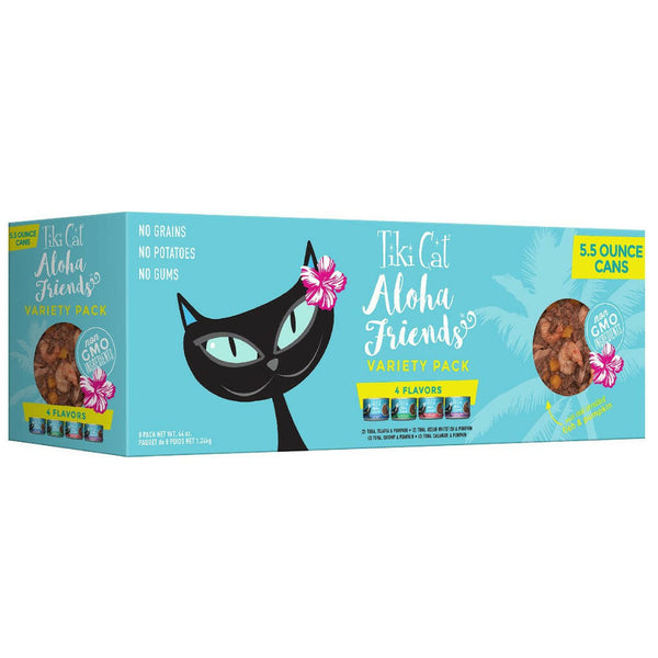 Tiki Cat Aloha Friends Tuna Grain-Free Wet Food For Cats -Variety Pack (5.5 oz x 8 cans)