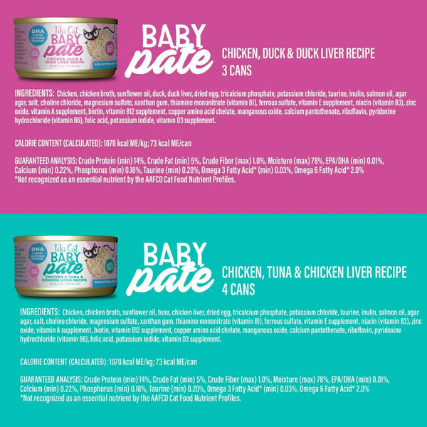 Tiki Cat Baby Pate Nutritional Wet Food For Kittens -Variety Pack (2.4 oz x 12 cans)